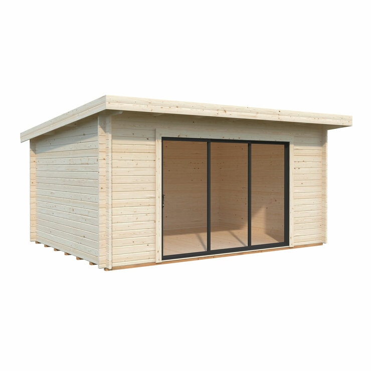 Palmako Lea 44mm Wooden Log Cabin in White 14ft 7" x 10ft 8" (4.5m x 3.3m)