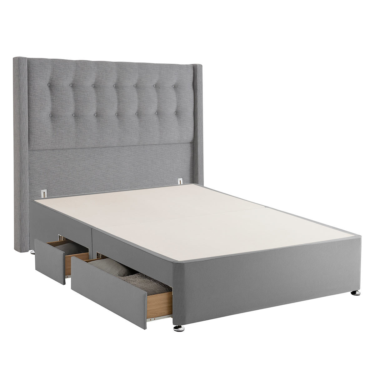 Silentnight Continental Divan Base with Bloomsbury Headboard in 4 colours & 3 Sizes