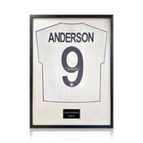 James Anderson Signed Framed England Cricket Shirt with White Mount James Anderson Signed Framed England Cricket Shirt with White Mount
