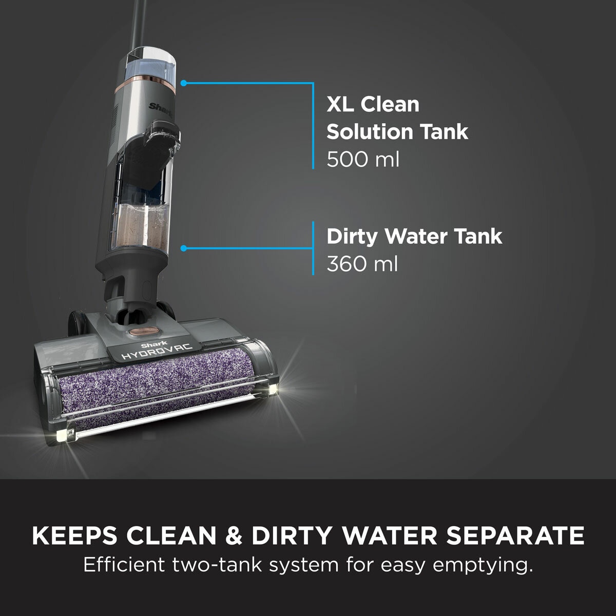 Lifestyle image of Shark HydroVac Cordless Hard Floor Cleaner keeping clean & dirty water seperately