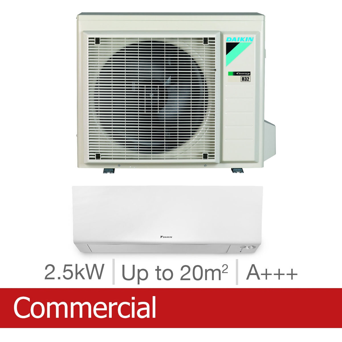 Installed Daikin Perfera 2.5kW Single Split Air Conditioning Unit for Commercial Use