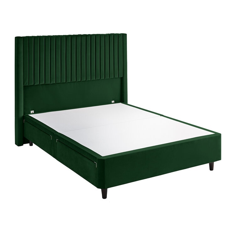 Silentnight Velvet 4 Drawer Divan Base with Slumber Headboard in Rainforest & 3 Sizes