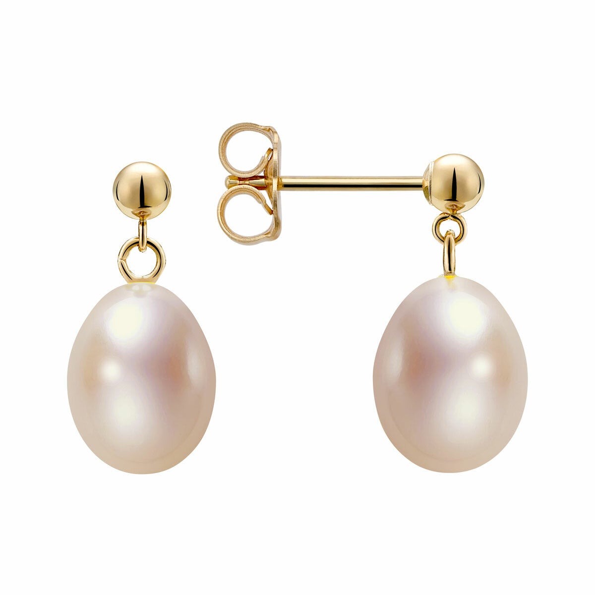 6.5-7mm Cultured Freshwater Pink Pearl Earring & Necklace Set, 14ct Yellow Gold 6.5-7mm Cultured Freshwater Pink Pearl Earring & Necklace Set, 14ct Yellow Gold
