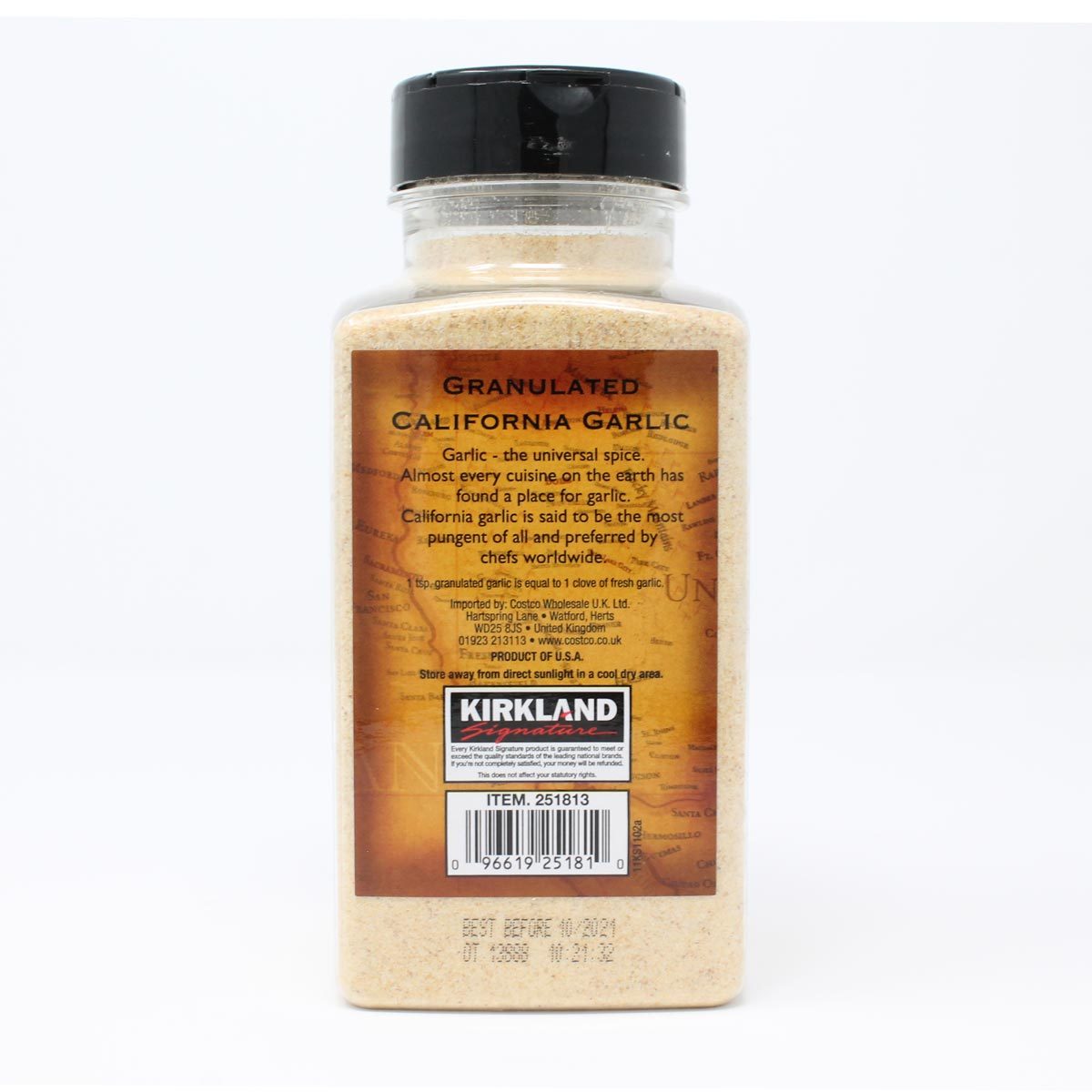 kirkland signature granulated californian garlic back of pack image