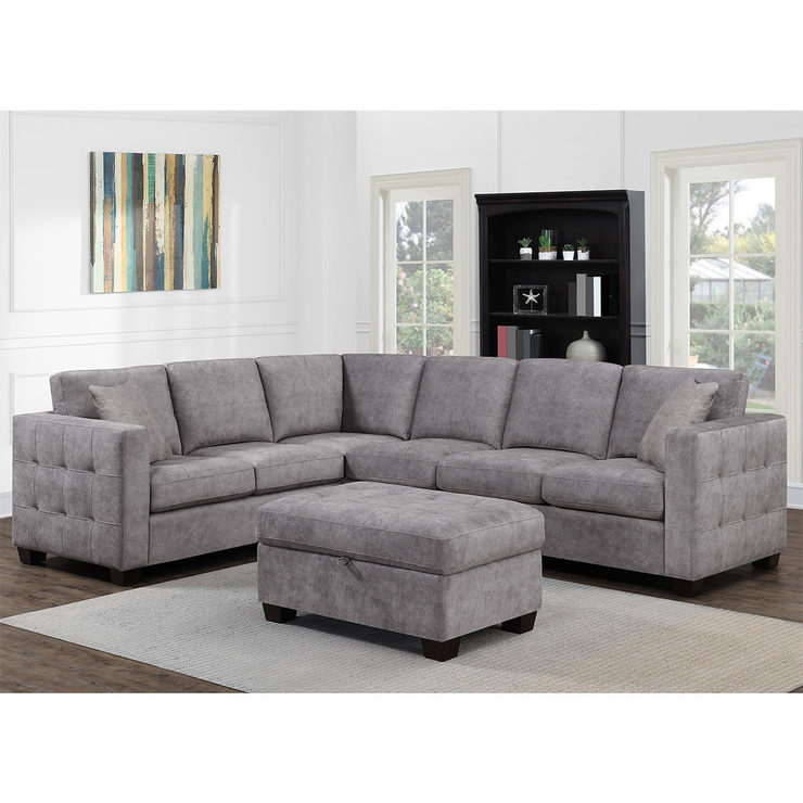 Thomasville Kylie Grey Fabric Corner Sofa with Storage ...