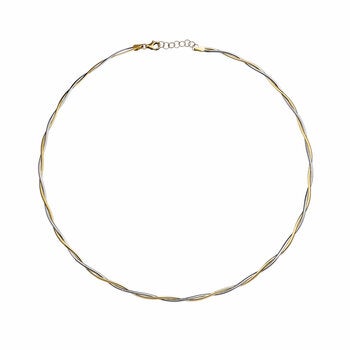 14ct Yellow & White Gold Two Tone Twisted Necklace