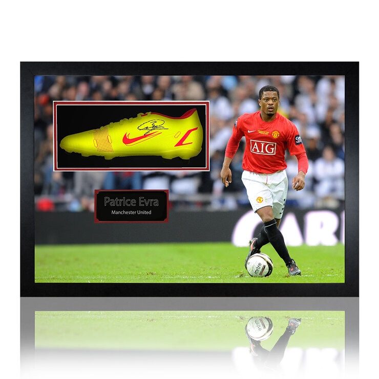 Patrice Evra MUFC Boot, displayed in Iconic Frame Patrice Evra MUFC Boot, displayed in Iconic Frame