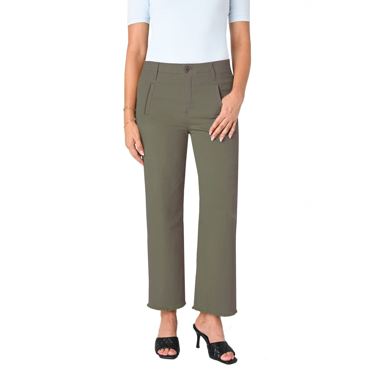 Briggs Ladies Twill Wide Leg Pant in Green