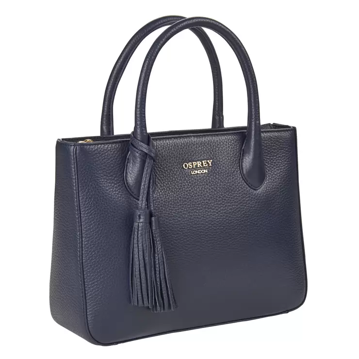 Osprey London Coast Leather Women's Grab Handbag, Navy Osprey London Coast Leather Women's Grab Handbag, Navy