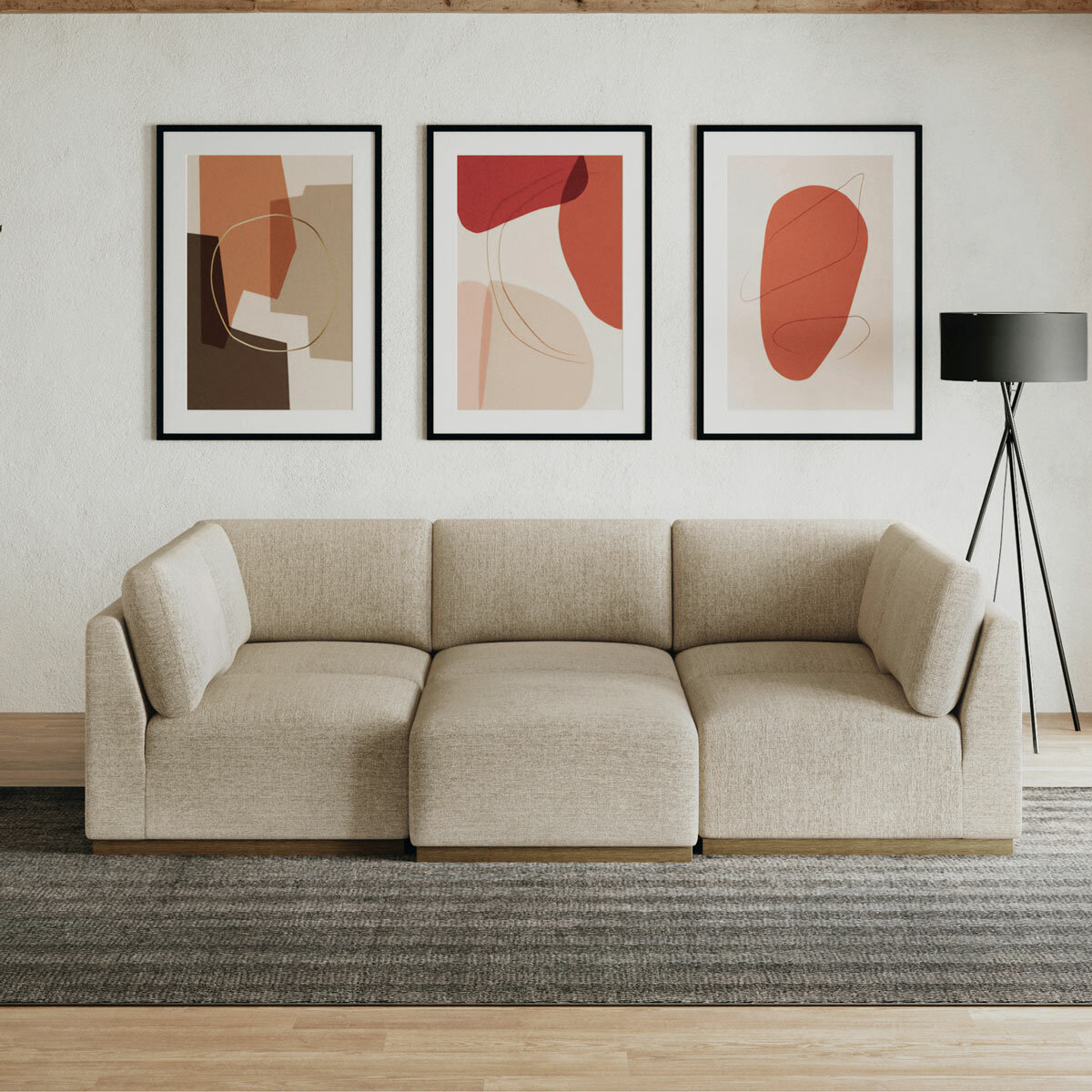 Henredon Murphy Taupe 6 Piece Modular Fabric Sofa