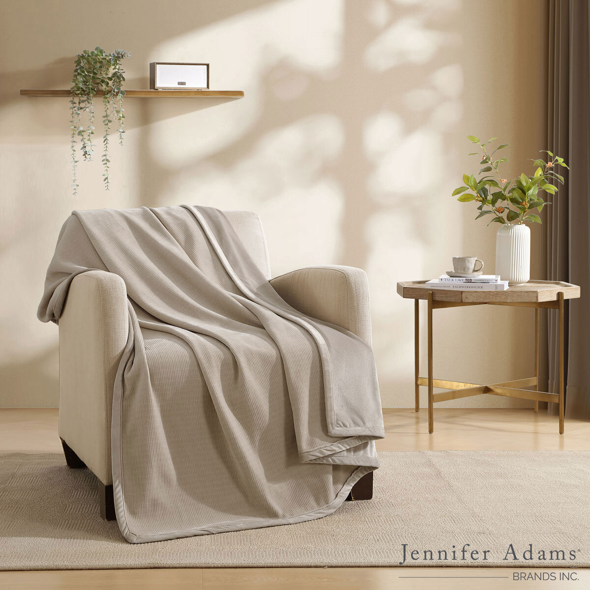 Jennifer Adams Luxe Reversible Chenille Corduroy Throw, 152 x 178 cm