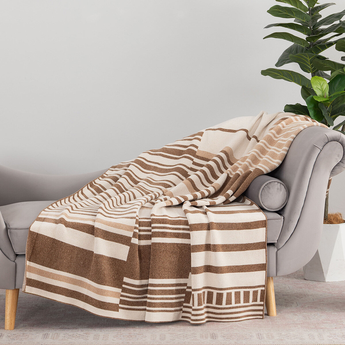 Berkshire Chenille Striped Throw in 3 Colours, 152 x 178 cm Berkshire Chenille Striped Throw in 3 Colours, 152 x 178 cm