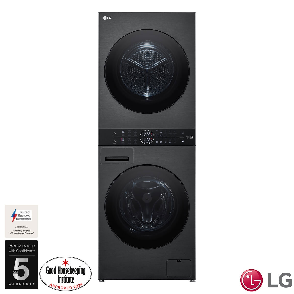 LG WT1210BBTN1, 12kg/10kg, 1400rpm, WashTower Rated in A/A+++ in Black Steel