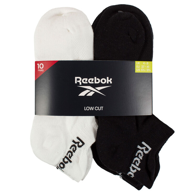 Reebok Ladies Low Cut Sock 10 Pack in Black/White