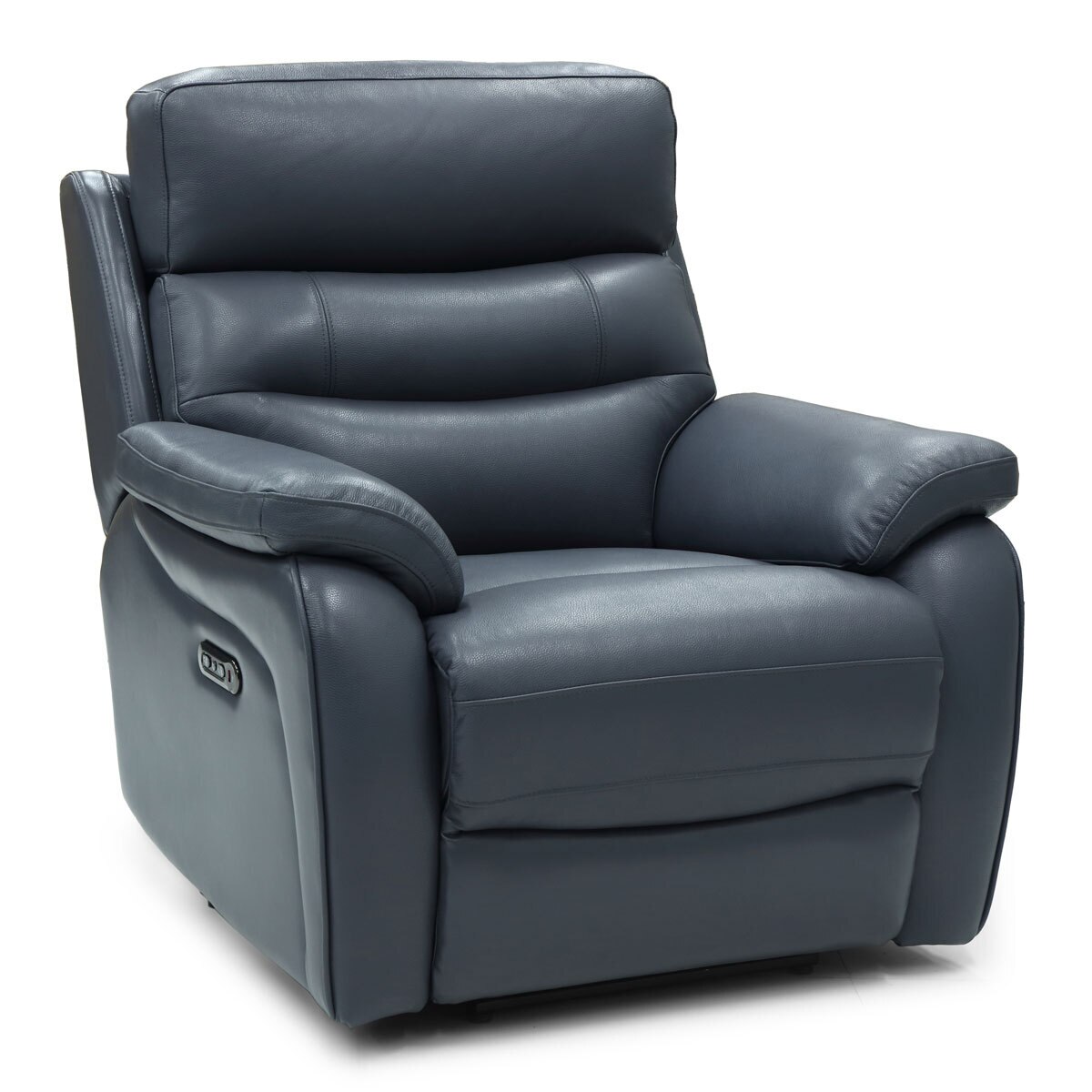 Fletcher Blue Leather Power Recliner Armchair with Power Headrest Costco UK