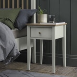 Bentley Designs Whitby Scandi Oak & Soft Grey One Drawer Nightstand, 2 Pack