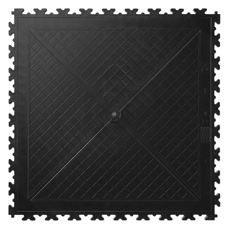 Klikflor RX500 7mm Recycled Garage Floor Tiles 4 pack (495 x 495 x 7mm) - 0.98m² per pack in Black