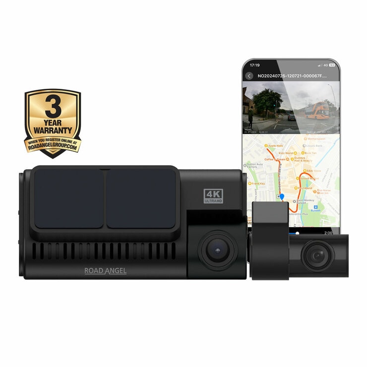 Road Angel Halo Ultima 4k Dual 64 GB Dash Cam
