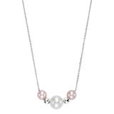 5.5-6mm White & 8-8.5mm Pink Cultured Freshwater Pearl Necklace, 14ct White Gold