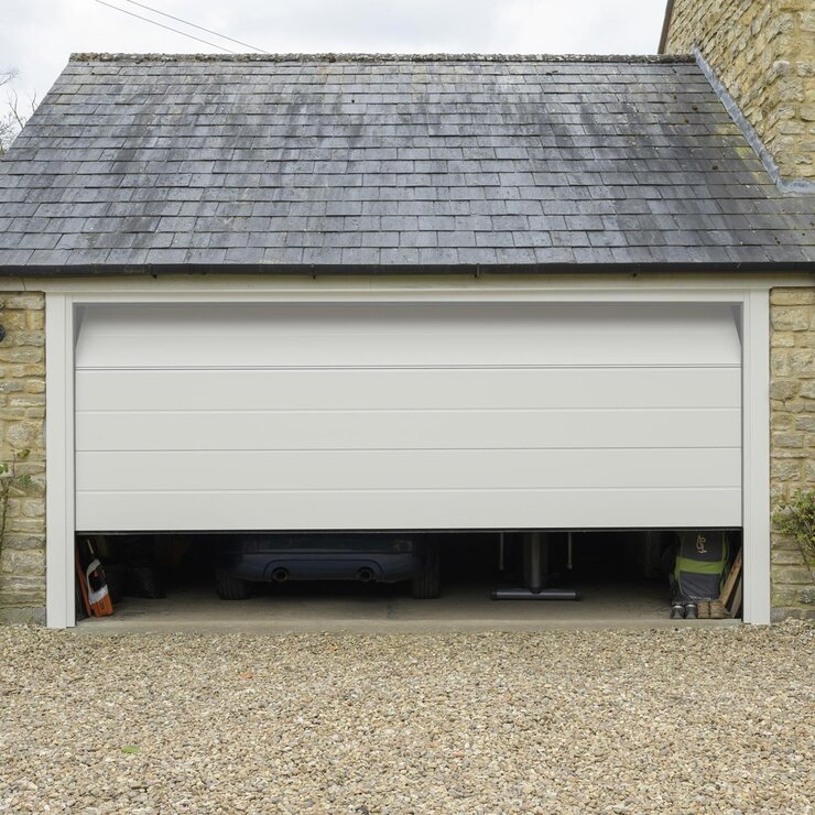 Cardale White Large Rib Smooth Sectional ISO45 Door up to 5 metres width