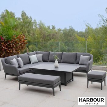 Harbour Lifestyle Luna Corner Patio Set with Rising Table (Right or Left Hand) + Cover