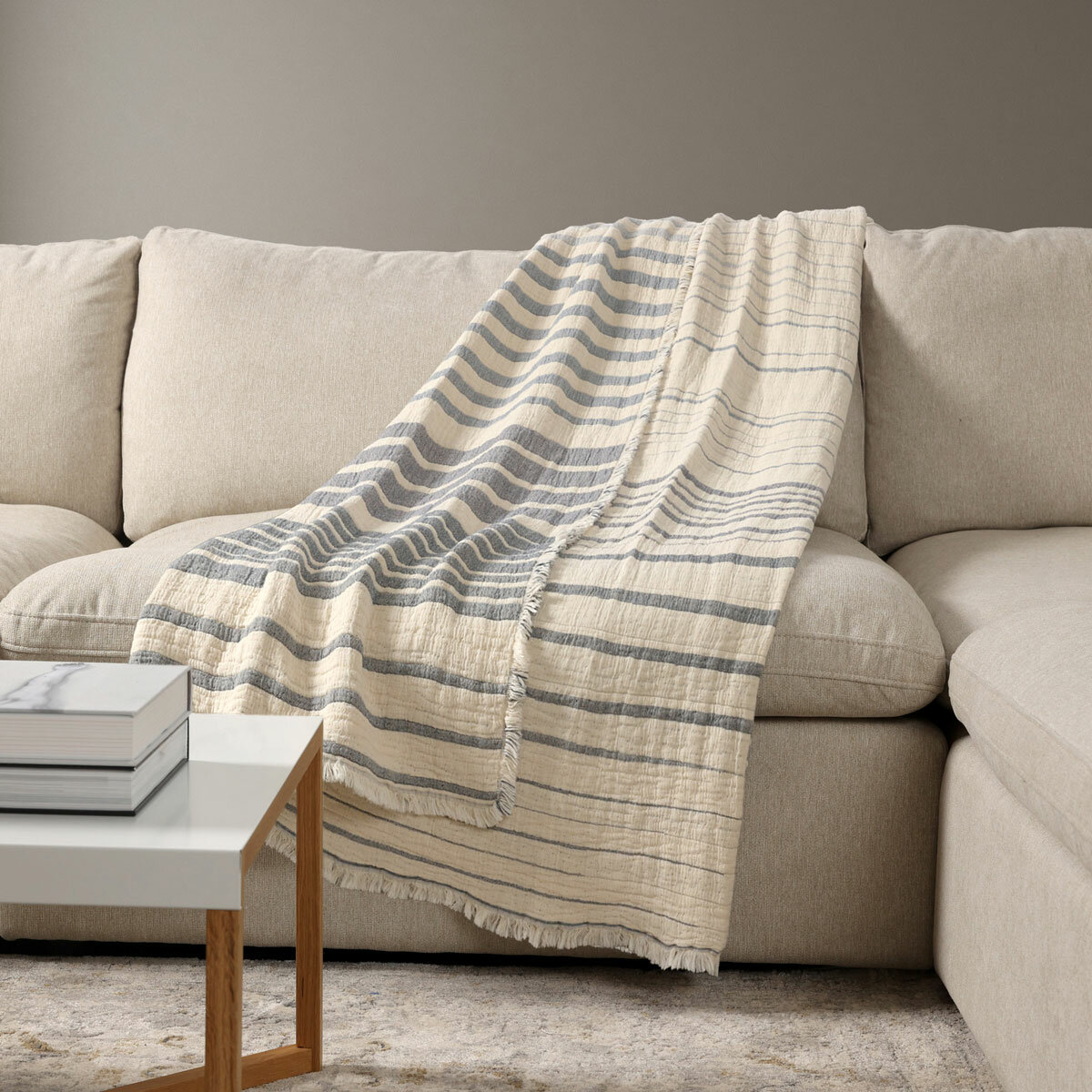 Life Comfort Reversible 100% Cotton Gauze Throw in 4 colours, 127 x 162 cm