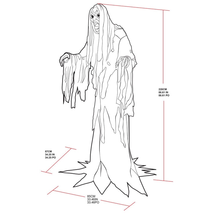 Halloween 7ft 2 Inches (2.2m) Animated Phantom With LCD Eyes & Sounds