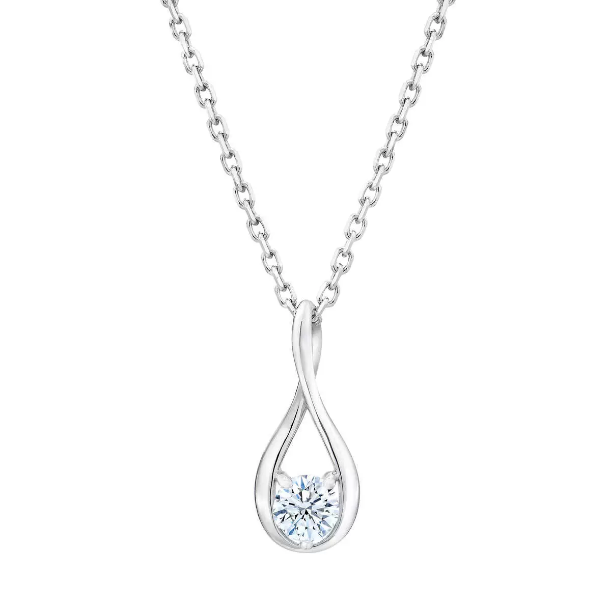 0.30ct Circle Diamond Pendant, 14k White Gold