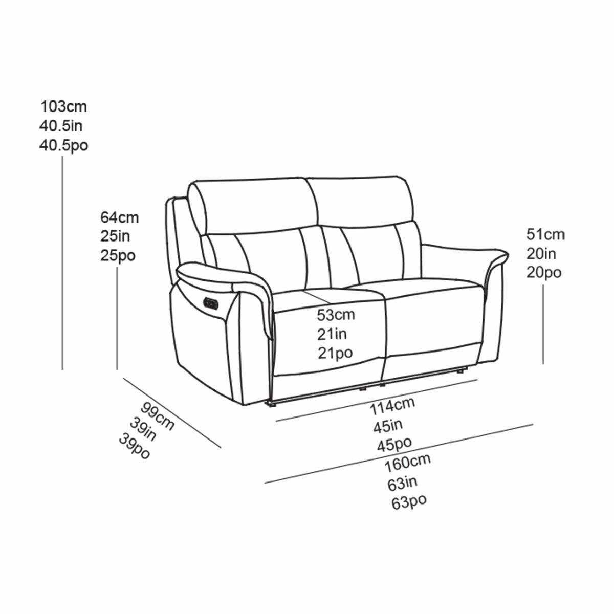 Oscar Grey Fabric Power Reclining 2 Seater Sofa with Power Headrest