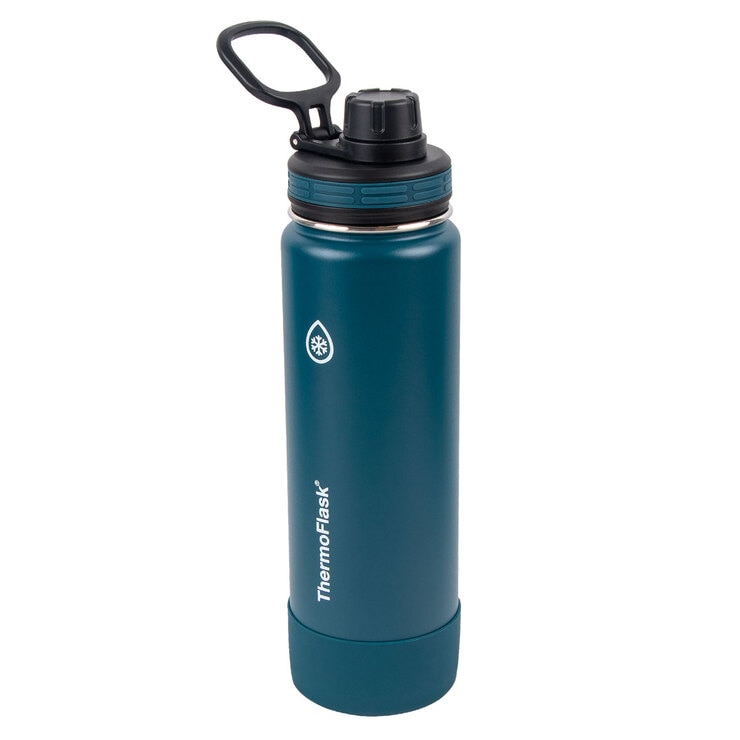 ThermoFlask Autospout Stainless Steel Double Wall Vacuum Insulated 710ml Bottles, 2 Pack in Teal and Black ThermoFlask Autospout Stainless Steel Double Wall Vacuum Insulated 710ml Bottles, 2 Pack in Teal and Black