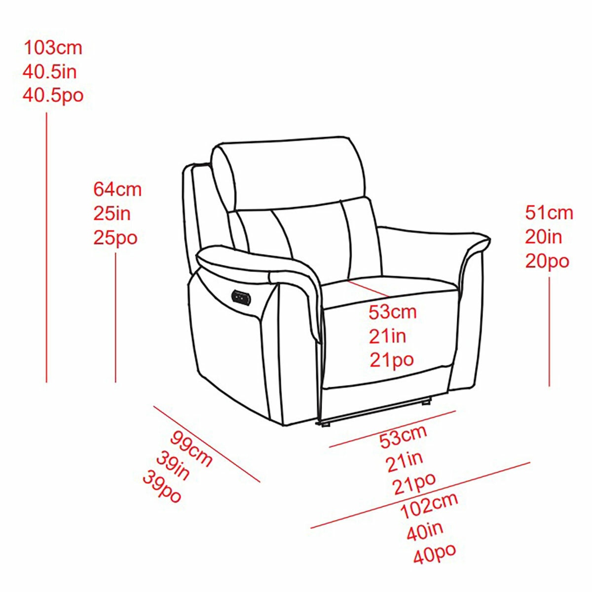 Oscar Grey Leather Power Reclining Armchair with Power Headrest