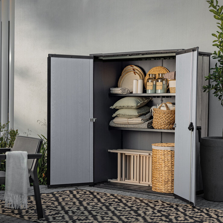 Keter Storm Grey Signature Alto 4ft 6" x 2ft 4" (1.4 x 0.7m) 1,415 Litre Vertical Storage Shed with Shelves