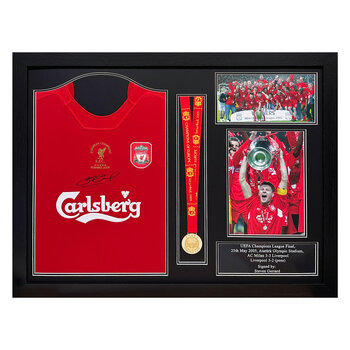 Steven Gerrard Signed Framed Liverpool 2005 Champions League Final Shirt with Medal