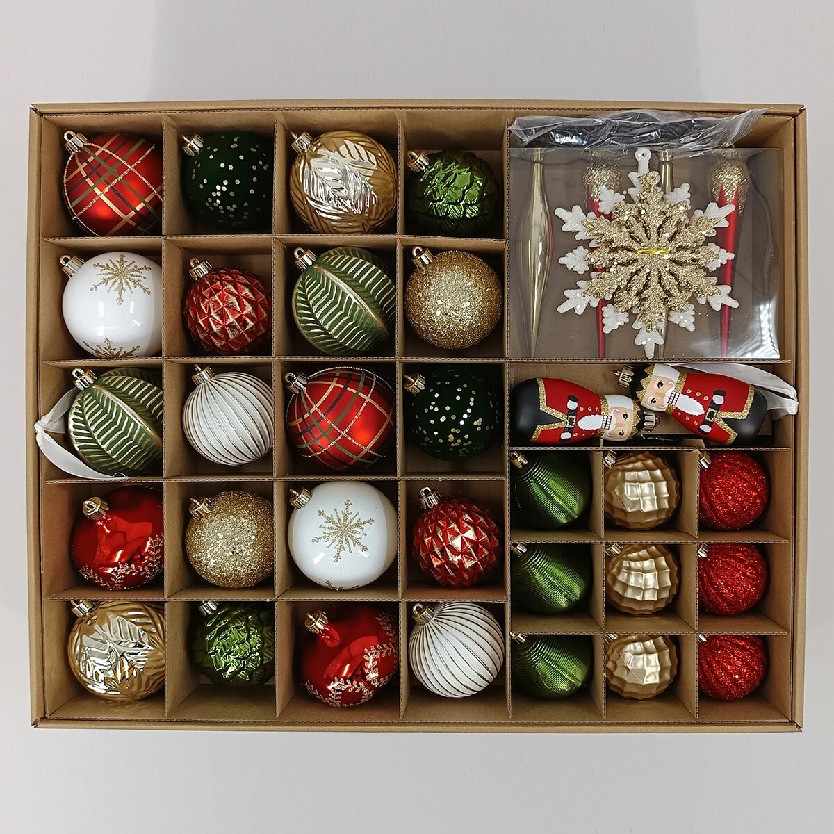 Shatter Resistant Christmas Ornaments Red/Green -80 pack