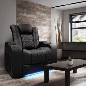 Valencia Tuscany Black Leather Power Reclining Home Theatre Chair