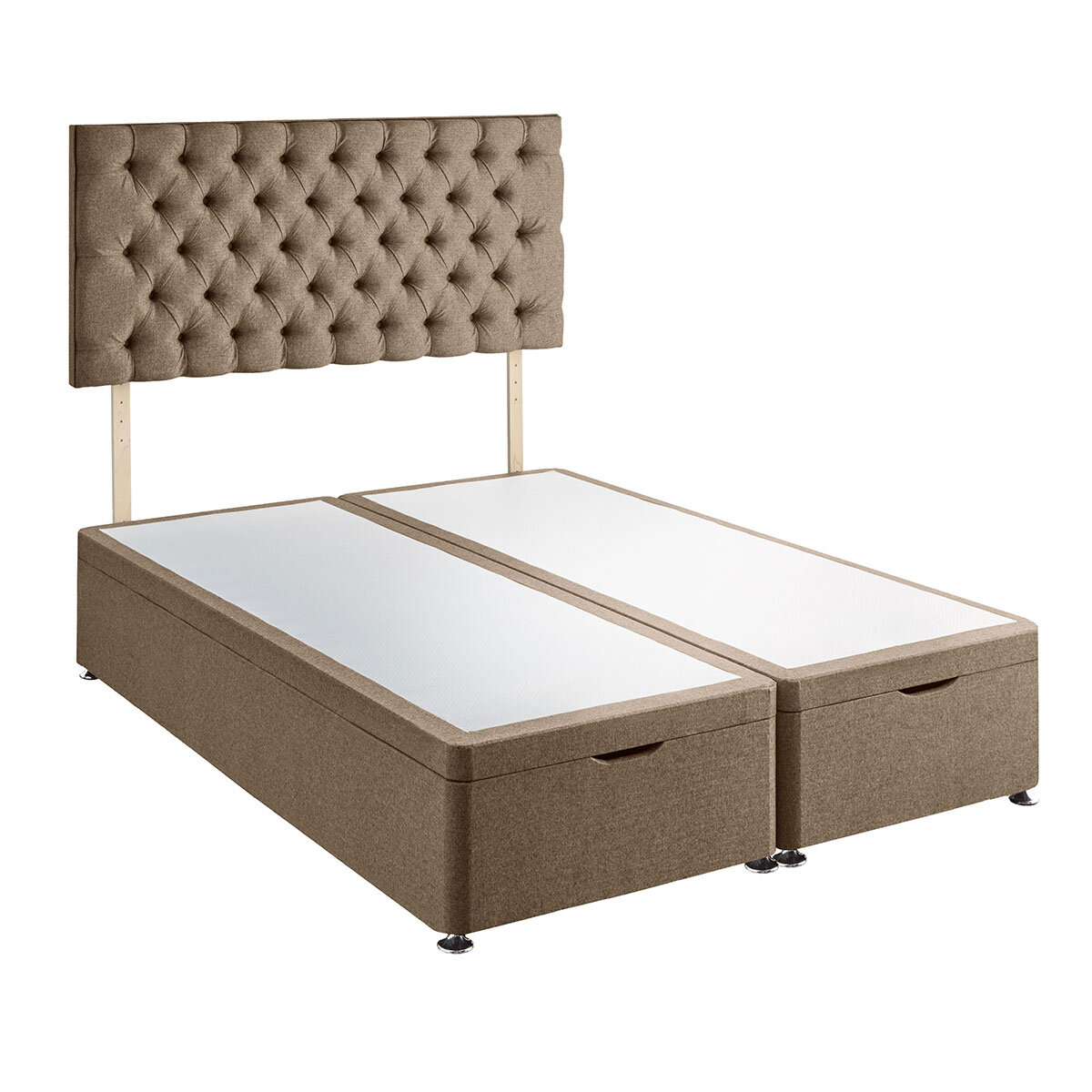Silentnight Full Ottoman Divan Base with Eden Headboard in Wheat in 3 Sizes