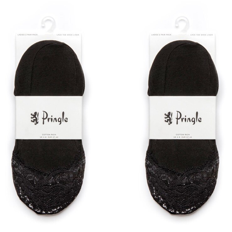 Pringle Women's 2 x 2 Pack Lace Invisible Socks in 2 Colours and Size 4