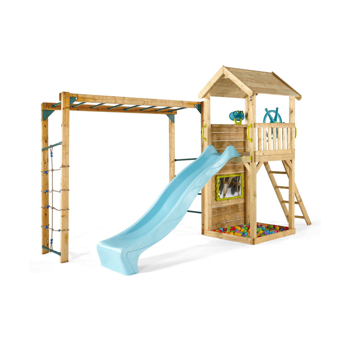 Plum Lookout Tower Wooden Climbing Frame With Swings and Monkey Bars  (3+ Years)