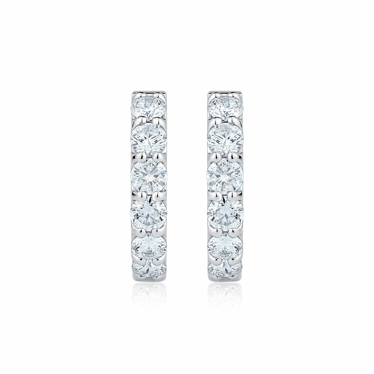 1.00ctw Round Brilliant Cut Diamond Hoop Earrings, 14ct White Gold 1.00ctw Round Brilliant Cut Diamond Hoop Earrings, 14ct White Gold