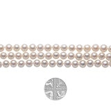 5.5-6mm Cultured Freshwater 3 Row White Pearl Bracelet, 14ct Yellow Gold