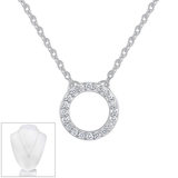 0.12ctw Round Brilliant Cut Diamond Circle Pendant Necklace, 18ct White Gold