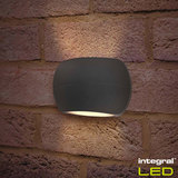 Lifestyle image of switched on light on brick wall
