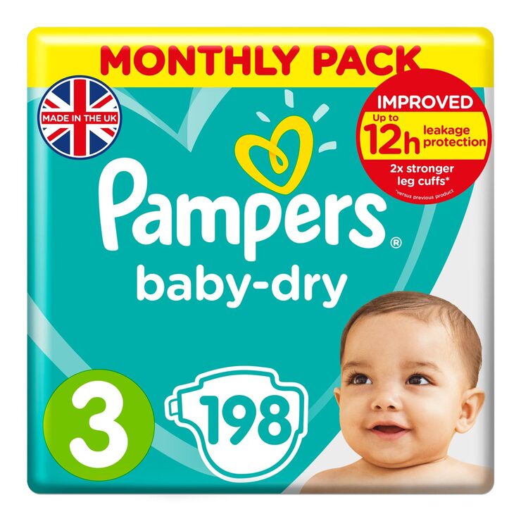Pampers Baby-Dry Size 3, 198 Monthly Pack Pampers Baby-Dry Size 3, 198 Monthly Pack