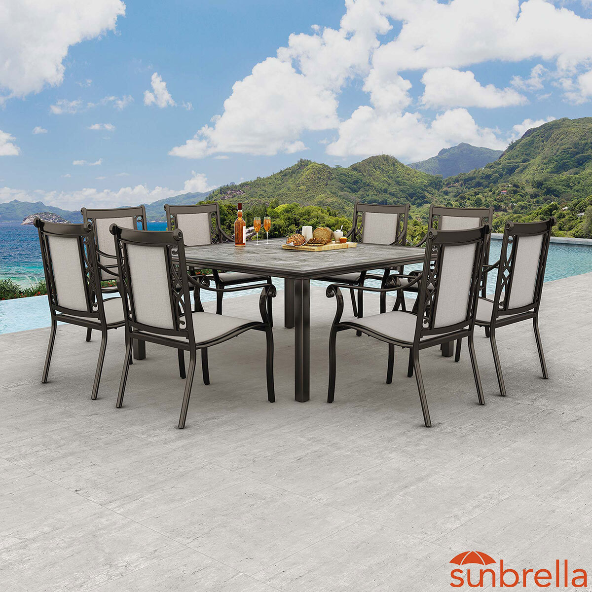 Agio Turner 9 Piece Sling Dining Patio Set + Cover Cost...