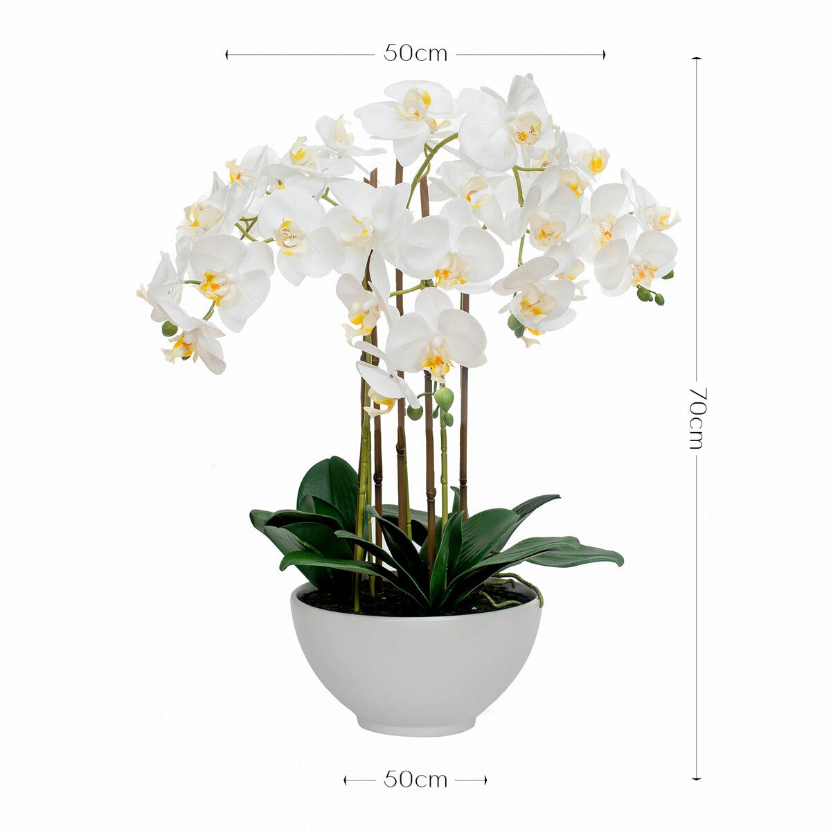 Artificial Orchid in Ceramic Pot in White