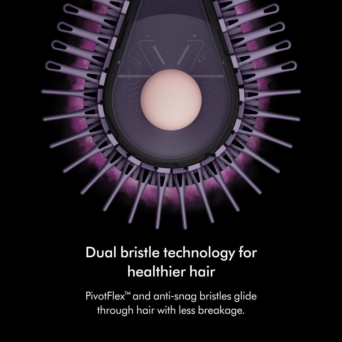 Lifestyle image of dual bristle technology for healthier hair Lifestyle image of dual bristle technology for healthier hair