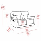 Oscar Grey Leather Power Reclining 2 Seater Sofa with Power Headrest