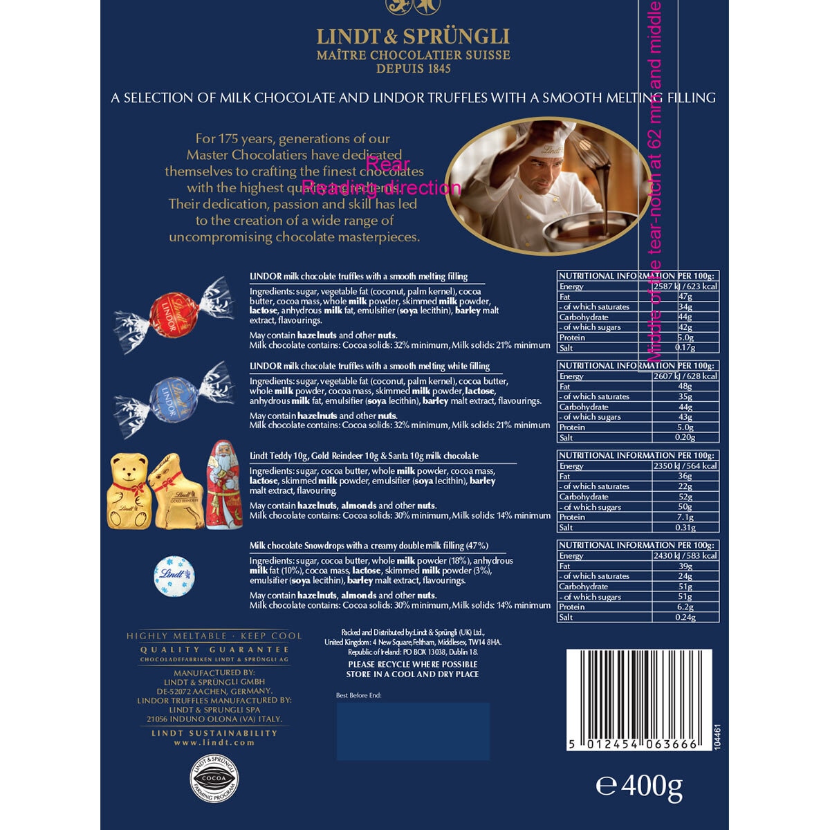 Lindt Festive Selection Pouch, 400g