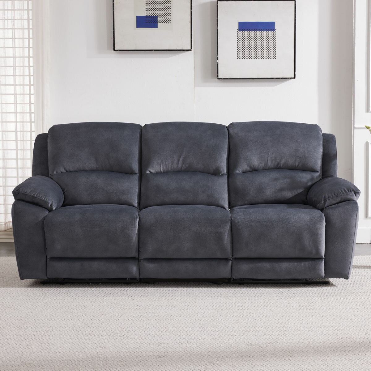 Belagio Grey Fabric Power Recliner 3 Seater Sofa