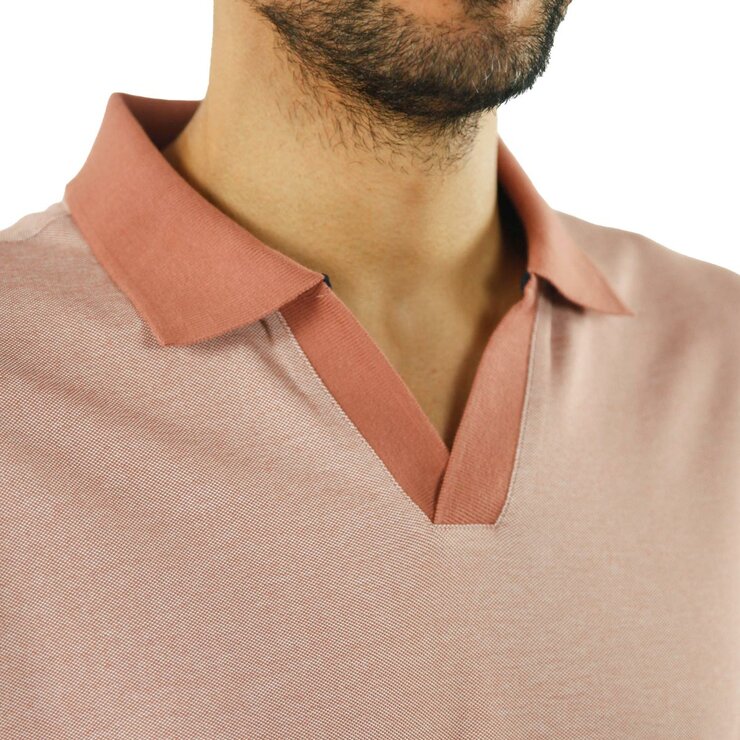 Jachs Mens Lightweight Knit Oxford Polo Shirt in Red